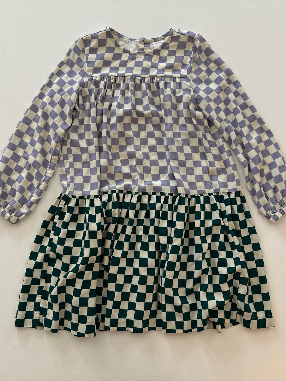 Hanna Andersson Lavender and Green Checkerboard Twirl Dress